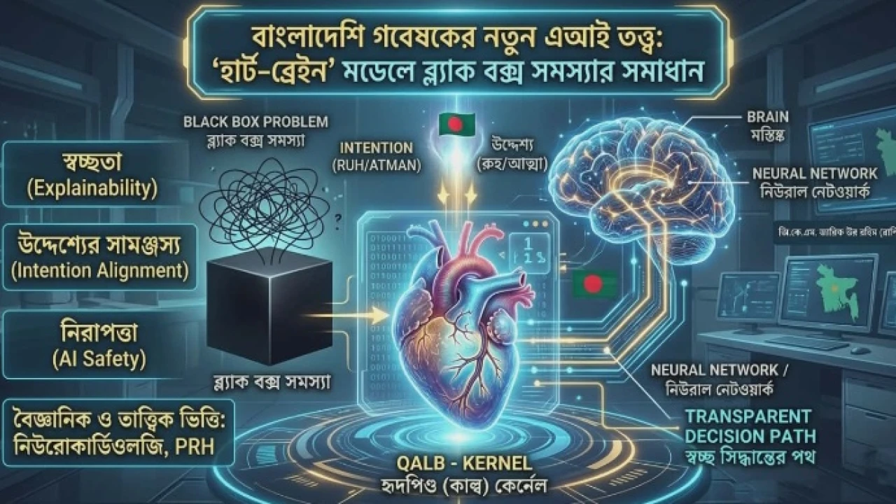 বাংলাদেশি গবেষকের নতুন এআই তত্ত্ব  ‘হার্ট–ব্রেইন’ মডেলে ব্ল্যাক বক্স সমস্যার সমাধানের দাবি