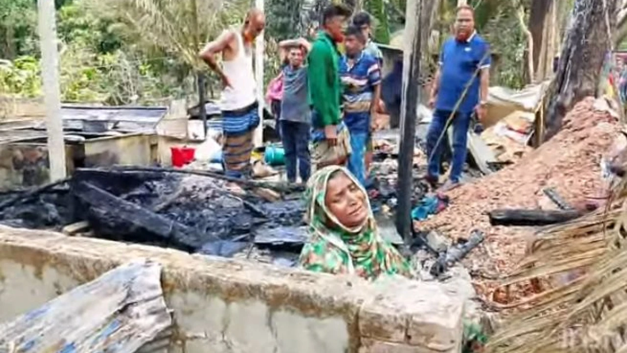 রামগঞ্জে আগুনে  দিনমজুরের বসতবাড়ি পুড়ে ছাই