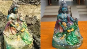 নওগাঁয় ৭.৭ কেজির কষ্টিপাথরের রাধাকৃষ্ণ মূর্তি উদ্ধার